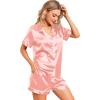 imageLeikar Silk Pajamas For Women Button Down Pajamas Satin PJ Set Soft SleepwearRose Gold