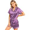 imageLeikar Silk Pajamas For Women Button Down Pajamas Satin PJ Set Soft SleepwearViolet