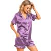 imageLeikar Silk Pajamas For Women Button Down Pajamas Satin PJ Set Soft SleepwearViolet