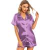 imageLeikar Silk Pajamas For Women Button Down Pajamas Satin PJ Set Soft SleepwearViolet
