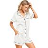 imageLeikar Silk Pajamas For Women Button Down Pajamas Satin PJ Set Soft SleepwearWhite