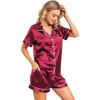 imageLeikar Silk Pajamas For Women Button Down Pajamas Satin PJ Set Soft SleepwearWine Red