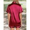 imageLeikar Silk Pajamas For Women Button Down Pajamas Satin PJ Set Soft SleepwearWine Red