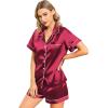 imageLeikar Silk Pajamas For Women Button Down Pajamas Satin PJ Set Soft SleepwearWine Red