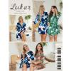 imageLeikar Silk Robe For Women Floral Kimono Bridesmaid Pajamas Satin Flower BathrobeFloral Blue Leaf