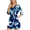 imageLeikar Silk Robe For Women Floral Kimono Bridesmaid Pajamas Satin Flower BathrobeFloral Blue Leaf