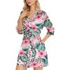 imageLeikar Silk Robe For Women Floral Kimono Bridesmaid Pajamas Satin Flower BathrobeFloral Pink