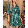 imageLeikar Silk Robe For Women Floral Kimono Bridesmaid Pajamas Satin Flower BathrobeGreen Snow