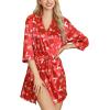 imageLeikar Silk Robe For Women Floral Kimono Bridesmaid Pajamas Satin Flower BathrobeRed Elk
