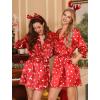 imageLeikar Silk Robe For Women Floral Kimono Bridesmaid Pajamas Satin Flower BathrobeRed Love