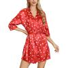 imageLeikar Silk Robe For Women Floral Kimono Bridesmaid Pajamas Satin Flower BathrobeRed Love