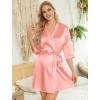 imageLeikar Silk Robe For Women Floral Kimono Bridesmaid Pajamas Satin Flower BathrobeRose Gold