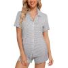 imageLeikar Womens Button Down Pajama Sets Bride Pajamas Sets Sleepwear Shorts Lounge SetAbeige Stripewith Shorts Pocket