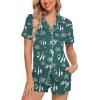 imageLeikar Womens Button Down Pajama Sets Bride Pajamas Sets Sleepwear Shorts Lounge SetAgreen Snowwith Shorts Pocket