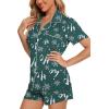 imageLeikar Womens Button Down Pajama Sets Bride Pajamas Sets Sleepwear Shorts Lounge SetAgreen Snowwith Shorts Pocket