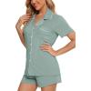 imageLeikar Womens Button Down Pajama Sets Bride Pajamas Sets Sleepwear Shorts Lounge SetAsagewith Shorts Pocket