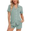 imageLeikar Womens Button Down Pajama Sets Bride Pajamas Sets Sleepwear Shorts Lounge SetAsagewith Shorts Pocket