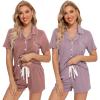 imageLeikar 2 Pack Button Up Pajama Set For Women Sleepwear Soft Pjs Bride PajamasBrickViolet