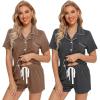 imageLeikar 2 Pack Button Up Pajama Set For Women Sleepwear Soft Pjs Bride PajamasBrownGrey