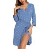 imageLeikar Short Robes For Women Soft Bathrobe Lightweight Bamboo Kimono Robes Ladies LoungewearBlue White Star
