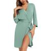 imageLeikar Short Robes For Women Soft Bathrobe Lightweight Bamboo Kimono Robes Ladies LoungewearSage
