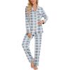 imageLeikar Button Up Pajama Set For Women Long Sleeve Shirt And Pajama Pants Soft Pjs Lounge SetsBlue Plaid