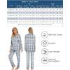 imageLeikar Button Up Pajama Set For Women Long Sleeve Shirt And Pajama Pants Soft Pjs Lounge SetsBlue Plaid