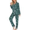 imageLeikar Button Up Pajama Set For Women Long Sleeve Shirt And Pajama Pants Soft Pjs Lounge SetsGreen Snow