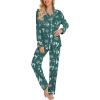 imageLeikar Button Up Pajama Set For Women Long Sleeve Shirt And Pajama Pants Soft Pjs Lounge SetsGreen Snow