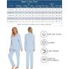 imageLeikar Button Up Pajama Set For Women Long Sleeve Shirt And Pajama Pants Soft Pjs Lounge SetsLight Blue
