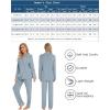 imageLeikar Button Up Pajama Set For Women Long Sleeve Shirt And Pajama Pants Soft Pjs Lounge SetsMist Blue