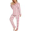 imageLeikar Button Up Pajama Set For Women Long Sleeve Shirt And Pajama Pants Soft Pjs Lounge SetsPink Plaid