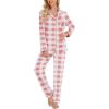 imageLeikar Button Up Pajama Set For Women Long Sleeve Shirt And Pajama Pants Soft Pjs Lounge SetsPink Plaid