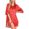 imageLeikar Satin Nightgown For Women 34 Sleeve Silk Night Shirts Button Down Pajamas Dress Boyfriend Sleepshirt SXXLRed Love