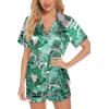 imageLeikar Silk Pajamas For Women Button Down Pajamas Satin PJ Set Soft SleepwearFloral Green Leaf