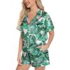 imageLeikar Silk Pajamas For Women Button Down Pajamas Satin PJ Set Soft SleepwearFloral Green Leaf