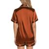 imageLeikar Silk Pajamas For Women Button Down Pajamas Satin PJ Set Soft SleepwearCoffee