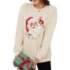 imageLeikar Christmas Sweatshirts For Women Retro Santa Hoodies Crewneck Pullover Sweater Holidays Fashion Outfits 2025Beige