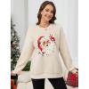imageLeikar Christmas Sweatshirts For Women Retro Santa Hoodies Crewneck Pullover Sweater Holidays Fashion Outfits 2025Beige