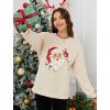 imageLeikar Christmas Sweatshirts For Women Retro Santa Hoodies Crewneck Pullover Sweater Holidays Fashion Outfits 2025Beige
