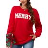 imageLeikar Christmas Sweatshirts For Women Retro Santa Hoodies Crewneck Pullover Sweater Holidays Fashion Outfits 2025Red