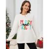 imageLeikar Christmas Sweatshirts For Women Retro Santa Hoodies Crewneck Pullover Sweater Holidays Fashion Outfits 2025White