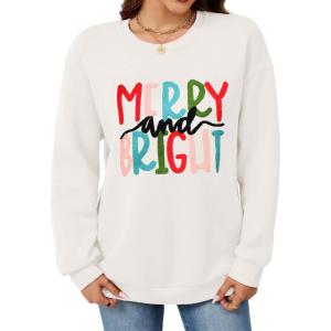 imageLeikar Christmas Sweatshirts For Women Retro Santa Hoodies Crewneck Pullover Sweater Holidays Fashion Outfits 2025White