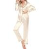 imageLeikar Silk Pajamas Long Sleeve Pajama Sets For Women Soft Button Down Pajamas Pj SetApricot
