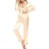 imageLeikar Silk Pajamas Long Sleeve Pajama Sets For Women Soft Button Down Pajamas Pj SetCanary