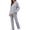 imageLeikar Button Up Pajama Set For Women Long Sleeve Shirt And Pajama Pants Soft Pjs Lounge SetsThickened Gray