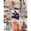 imageLeikar Button Up Pajama Set For Women Long Sleeve Shirt And Pajama Pants Soft Pjs Lounge SetsThickened Red