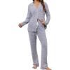 image:imageLeikar Button Down Pajamas for Women Soft Viscose Sleepwear Long Sleeve Pjs Set Maternity Nursing Postpartum LoungewearAthickened Blue