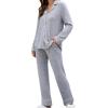 image:imageLeikar Button Down Pajamas for Women Soft Viscose Sleepwear Long Sleeve Pjs Set Maternity Nursing Postpartum LoungewearAthickened Gray
