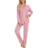 image:imageLeikar Button Down Pajamas for Women Soft Viscose Sleepwear Long Sleeve Pjs Set Maternity Nursing Postpartum LoungewearBean Paste